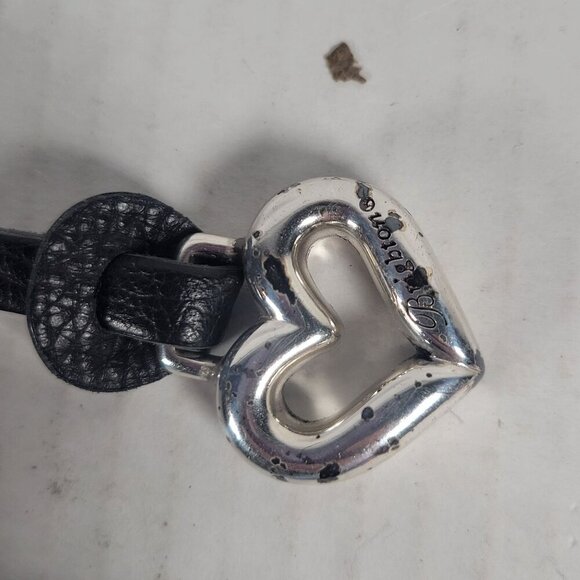 Brighton Black Leather Snake Print Crossbody Handbag With Heart Charm - Picture 5 of 13